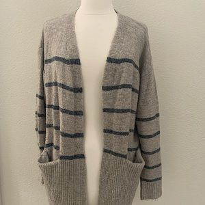 Nordstrom Striped Open Front Pocketed Cardigan